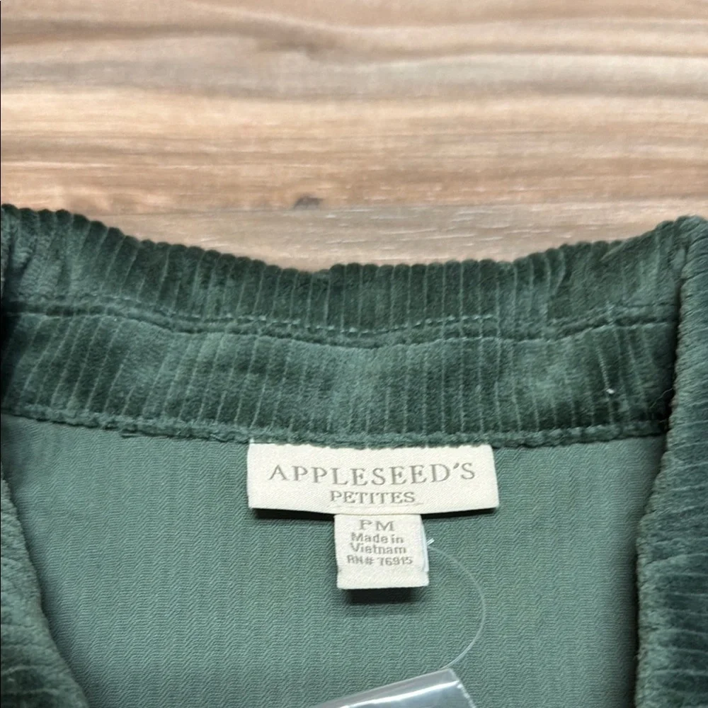 Appleseeds Jacket Womans M Petites Green Corduroy Casual Shacket Button Up NWT - Picture 3 of 10
